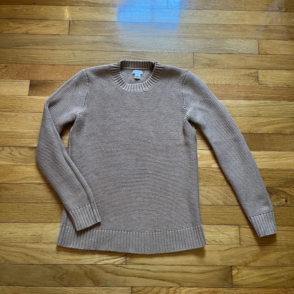 Tan / light brown J. crew knit crew neck sweater